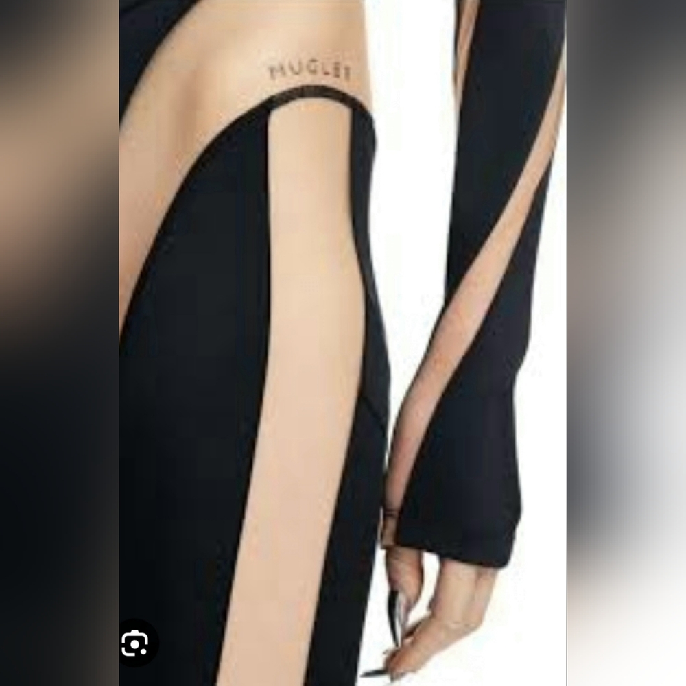 NWT HM X Mugler Mesh-paneled Bodysuit, sz XS - Picture 5 of 6